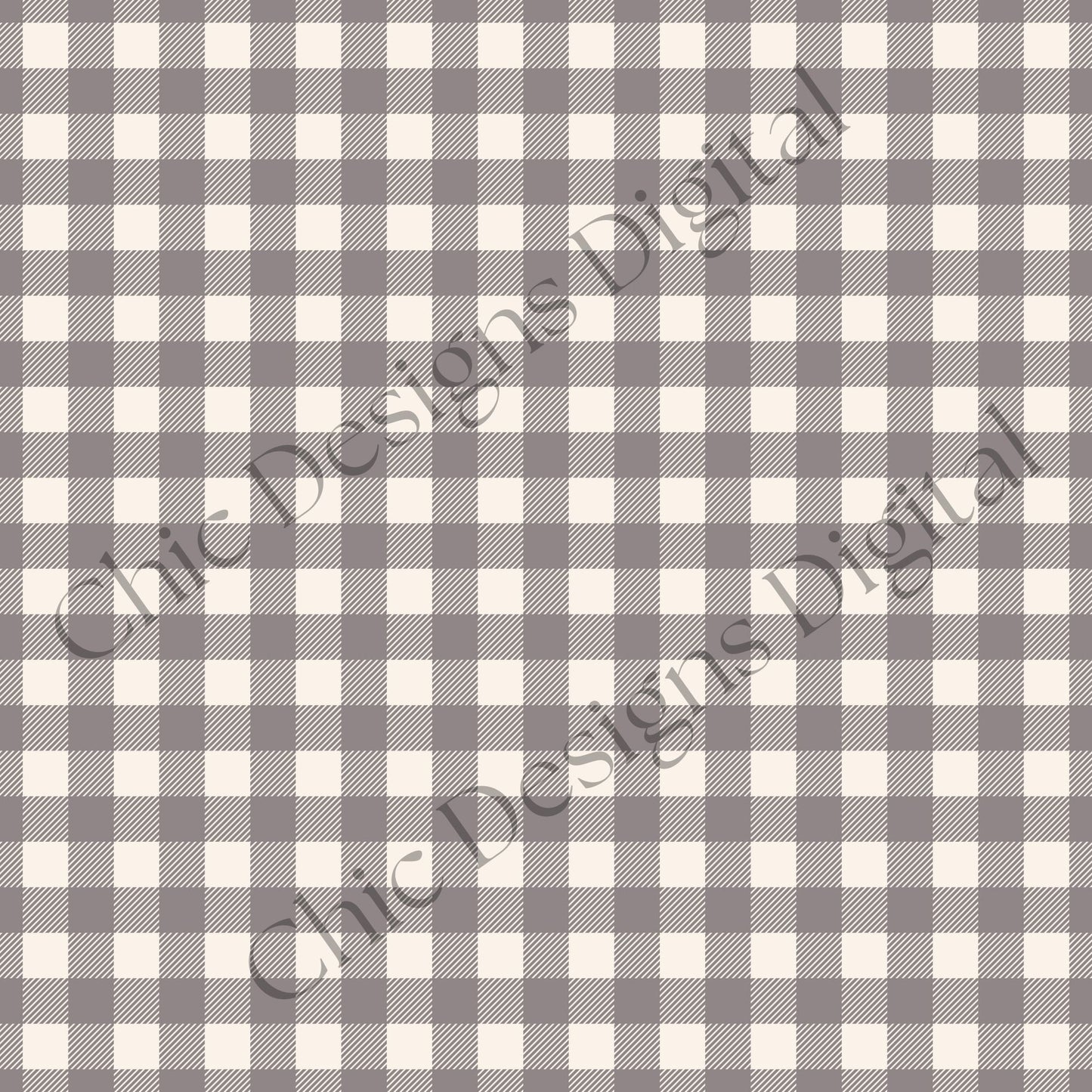 Seamless grey and warm cream gingham check with fine diagonal line detailing, designed to coordinate with the Autumn Chrysanthemum floral papers.