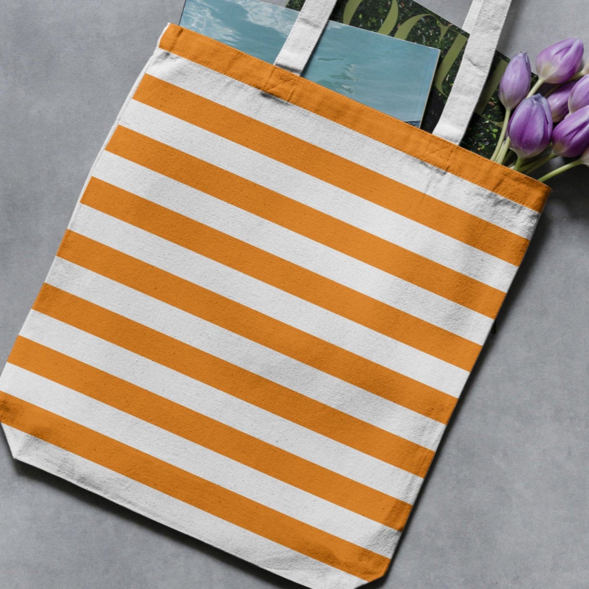 Coordinating straight and diagonal orange stripe backgrounds from the Essential Stripes collection, suitable for layering with florals, gingham and checks.